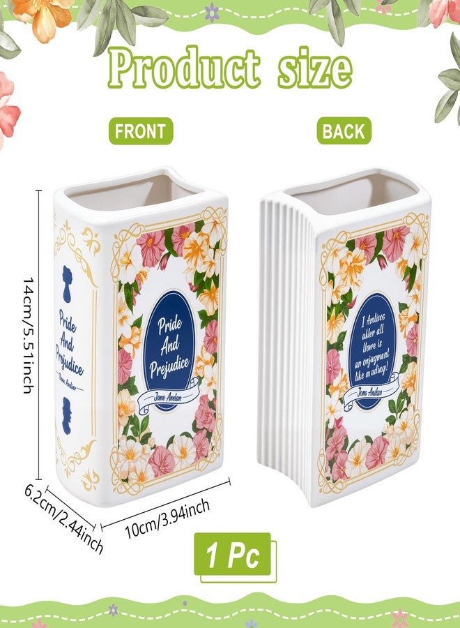 TWINKLEMON Book Vase for Flowers Large Ceramic Book Planter Pot Book-Shaped Decorative Vase Unique Vases Cute Bookshelf Decor Ceramic Vases for Home Decor Pride and Prejudice Gifts - Image 2